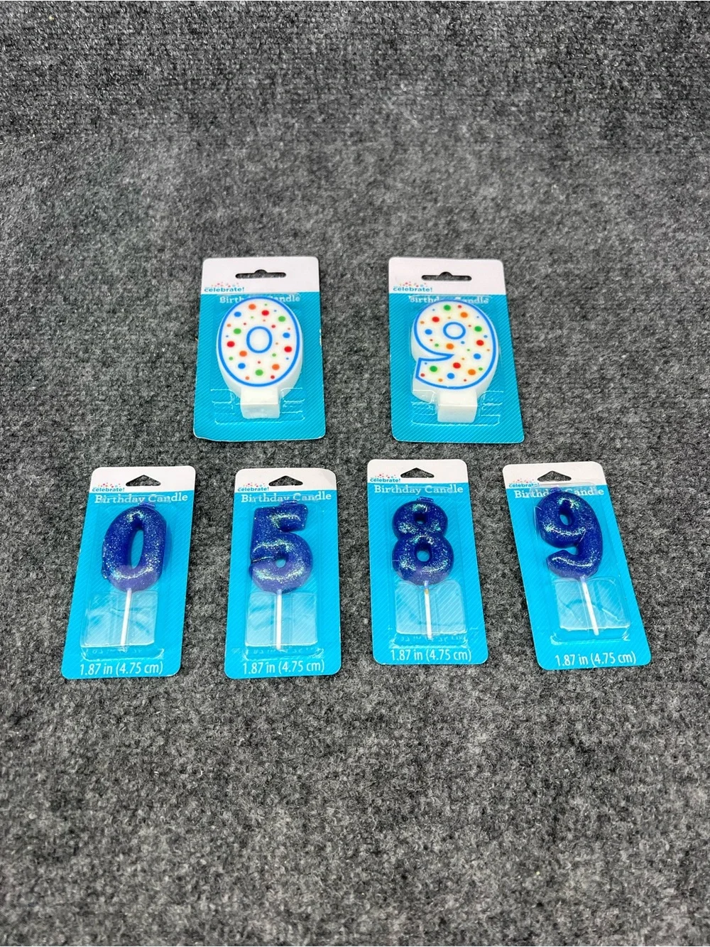 Lot Of 6 Birthday Candle Numbers 0, 5, 8, 9